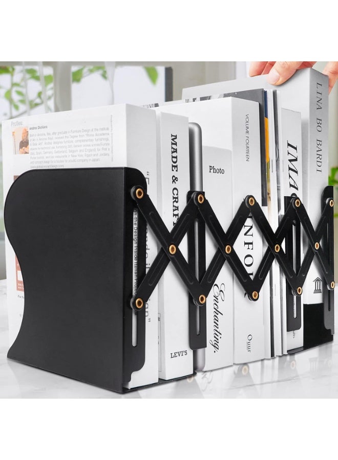 Toriseek Adjustable Book Ends, Metal Bookends for Heavy Books, Desk Book Holder for Shelves, Book Organizer for Desk, Suitable for Office, Home and School Use - Image 3